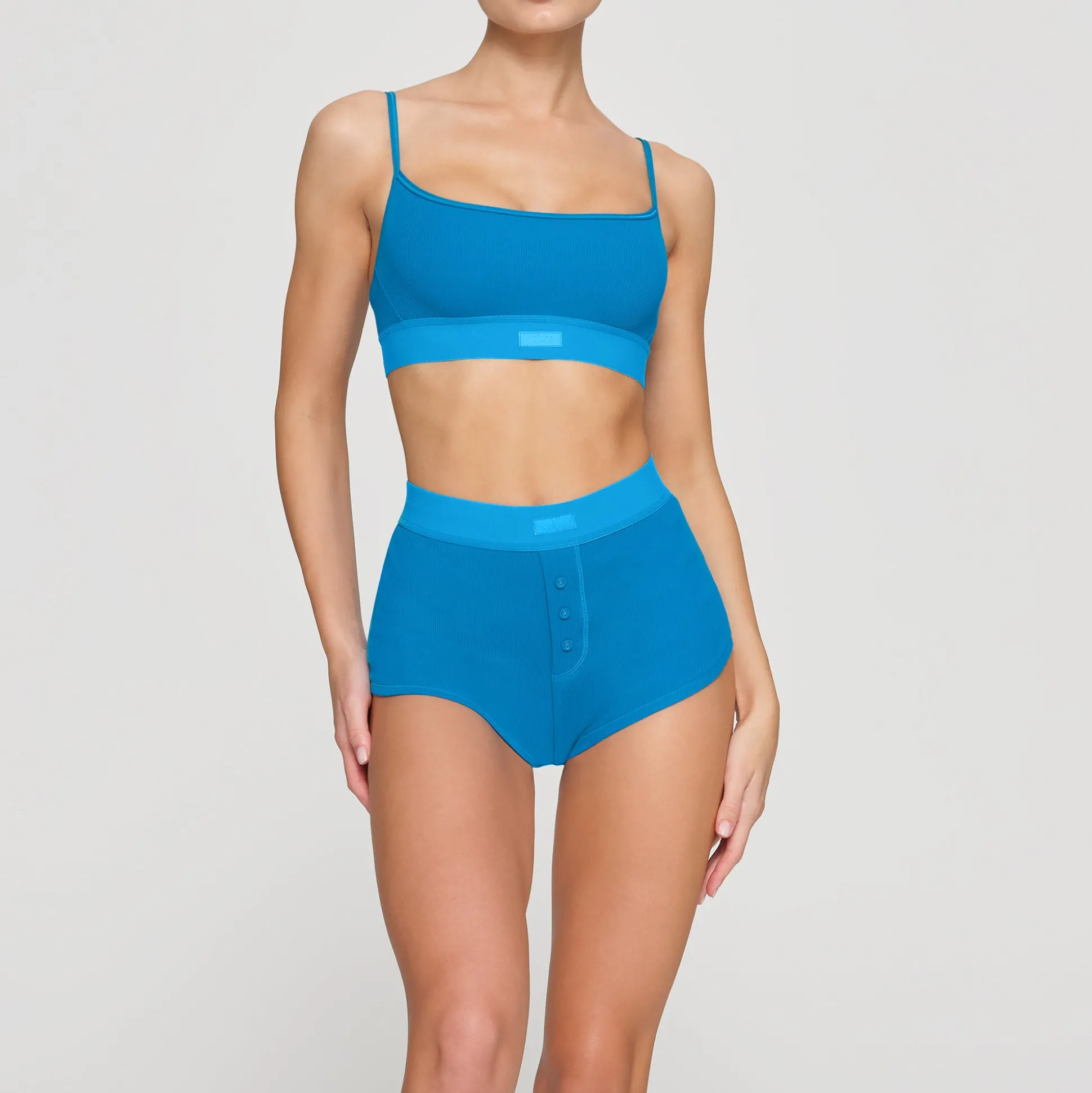 COTTON RIB SCOOP BRALETTE | MYKONOS