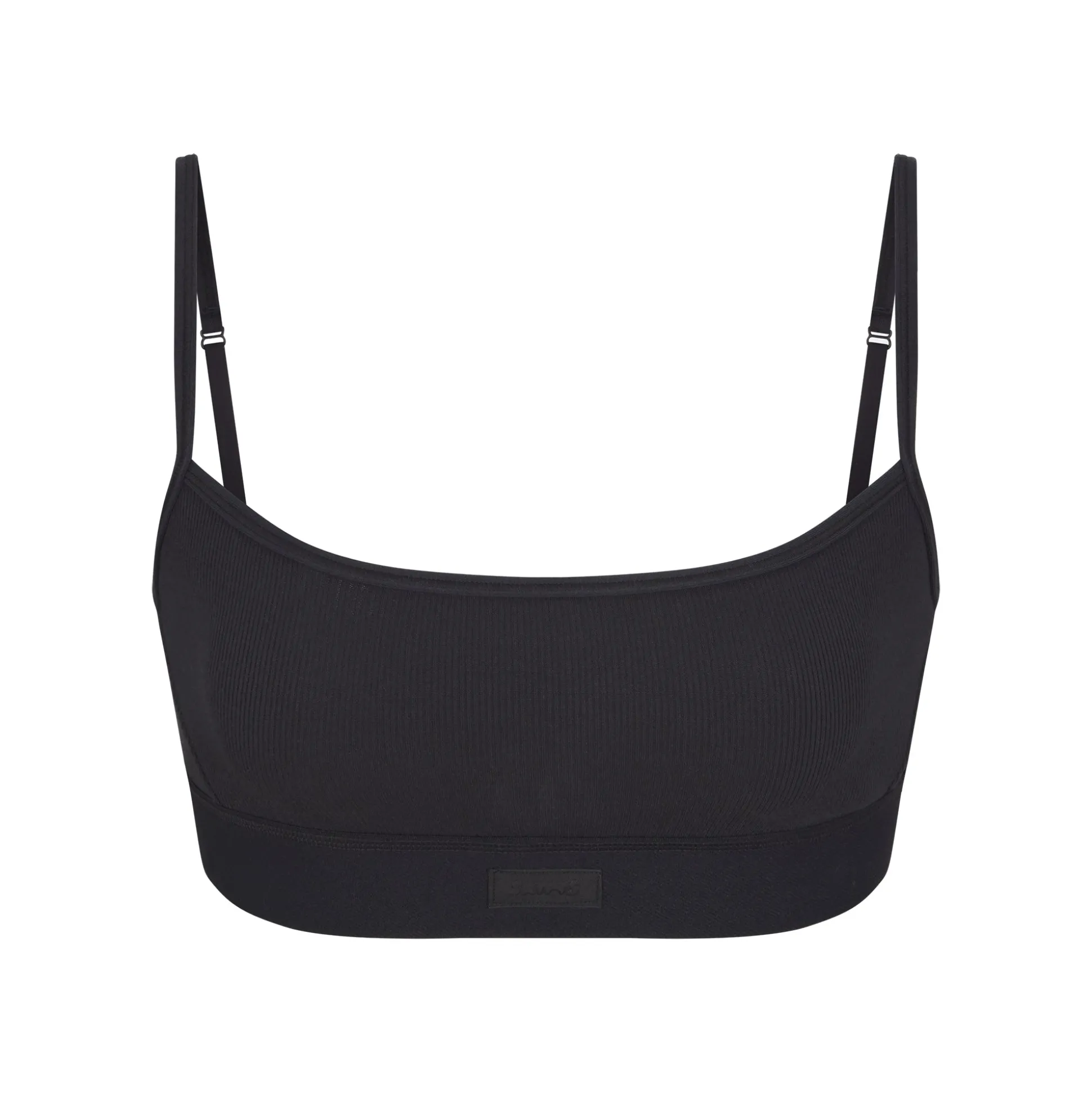 COTTON RIB SCOOP BRALETTE | SOOT