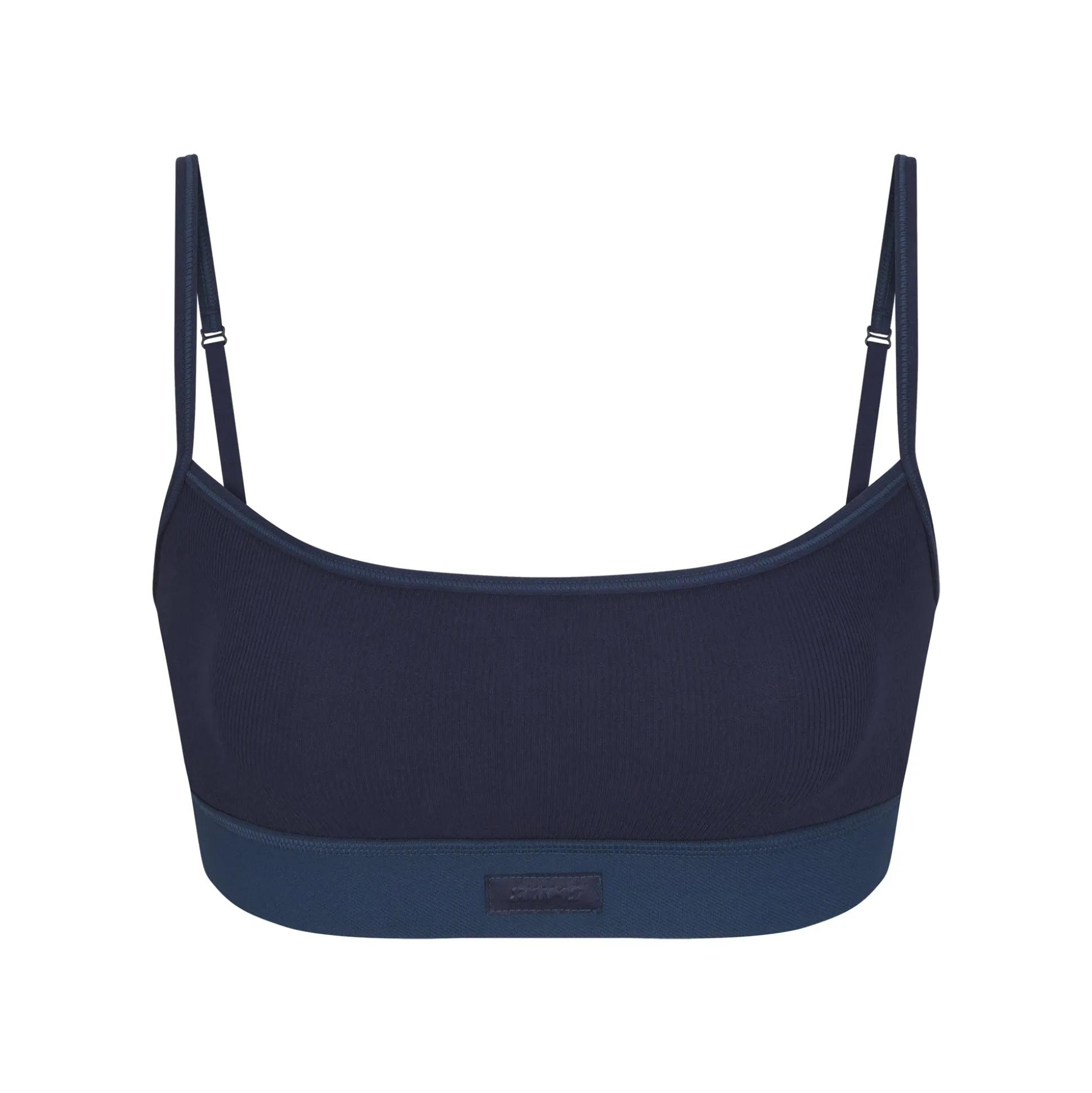 COTTON RIB SCOOP BRALETTE | NAVY