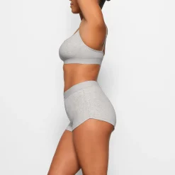COTTON RIB SCOOP BRALETTE | LIGHT HEATHER GREY
