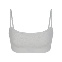 COTTON RIB SCOOP BRALETTE | LIGHT HEATHER GREY