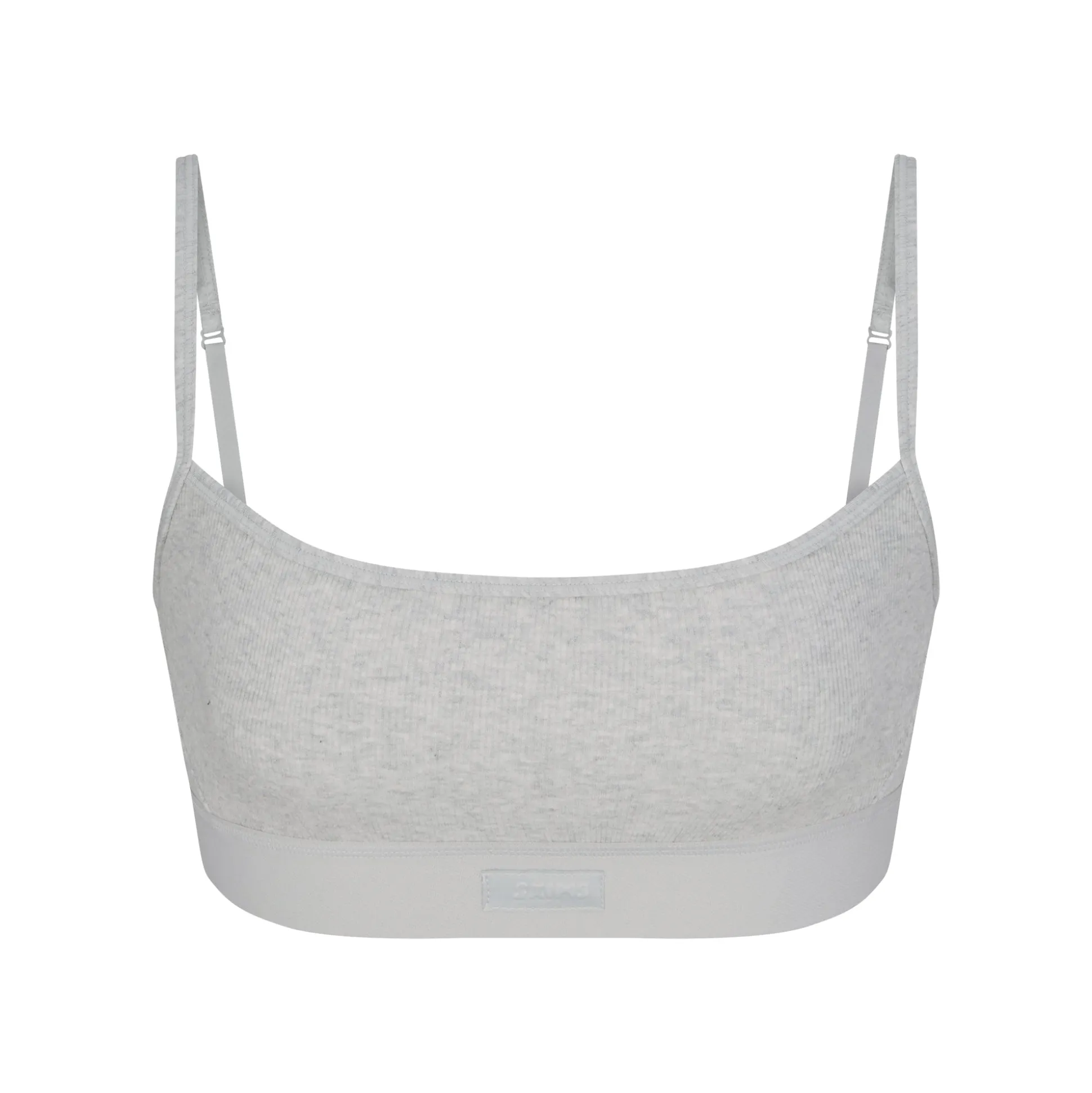 COTTON RIB SCOOP BRALETTE | LIGHT HEATHER GREY