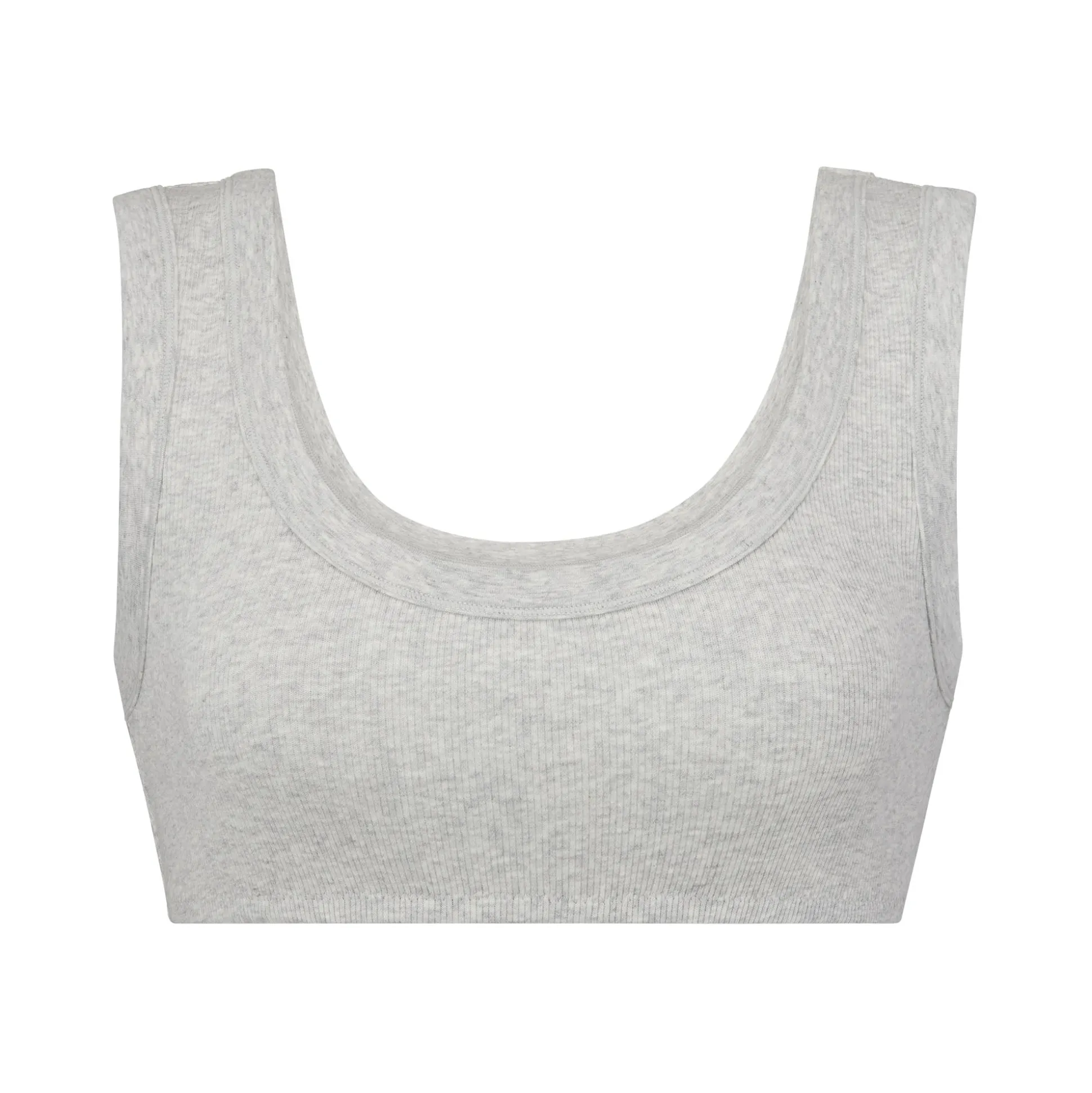 COTTON RIB SCOOP NECK BRALETTE | LIGHT HEATHER GREY