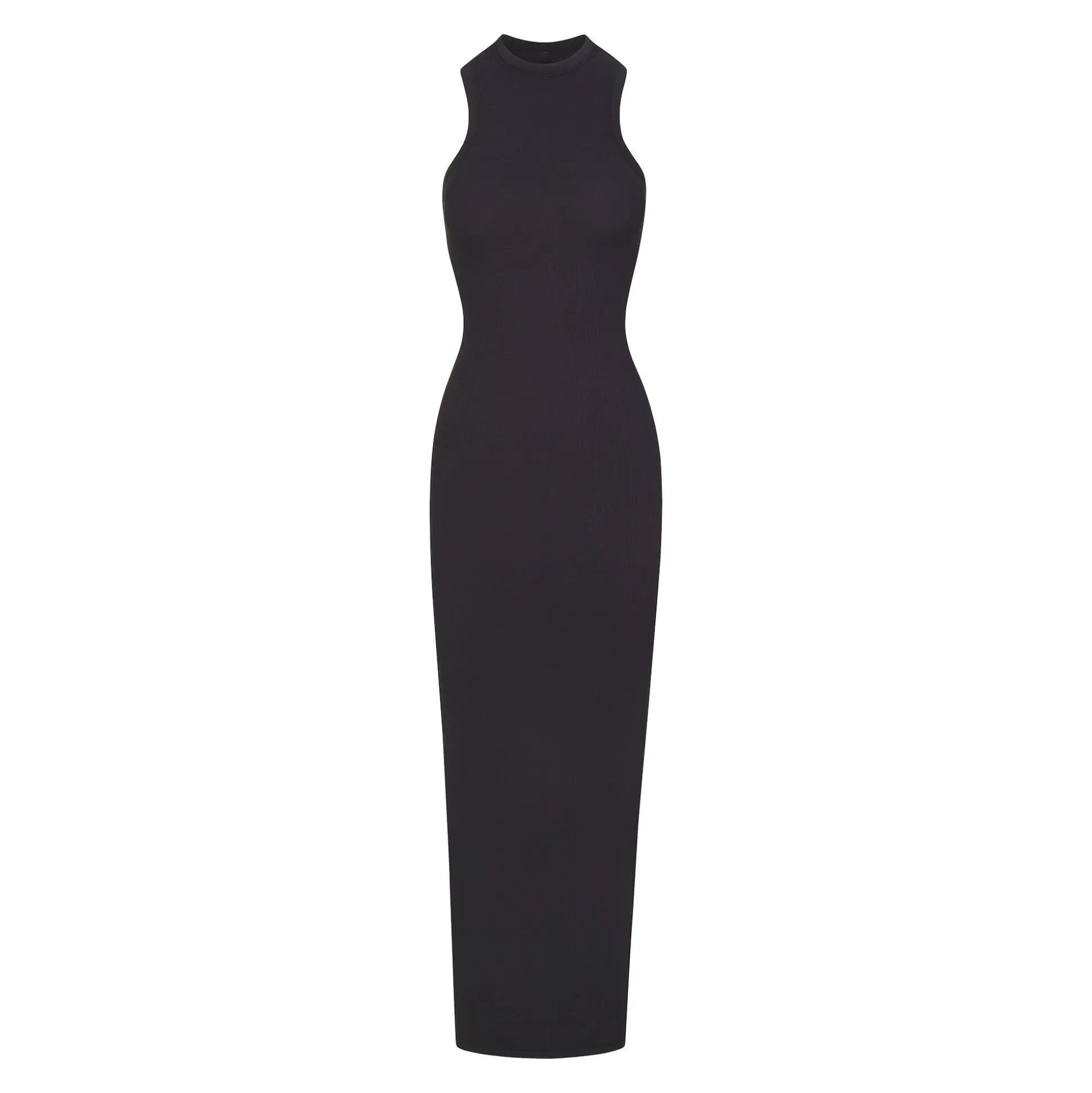 COTTON RIB SLEEVELESS LONG DRESS | SOOT