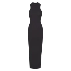 COTTON RIB SLEEVELESS LONG DRESS | SOOT