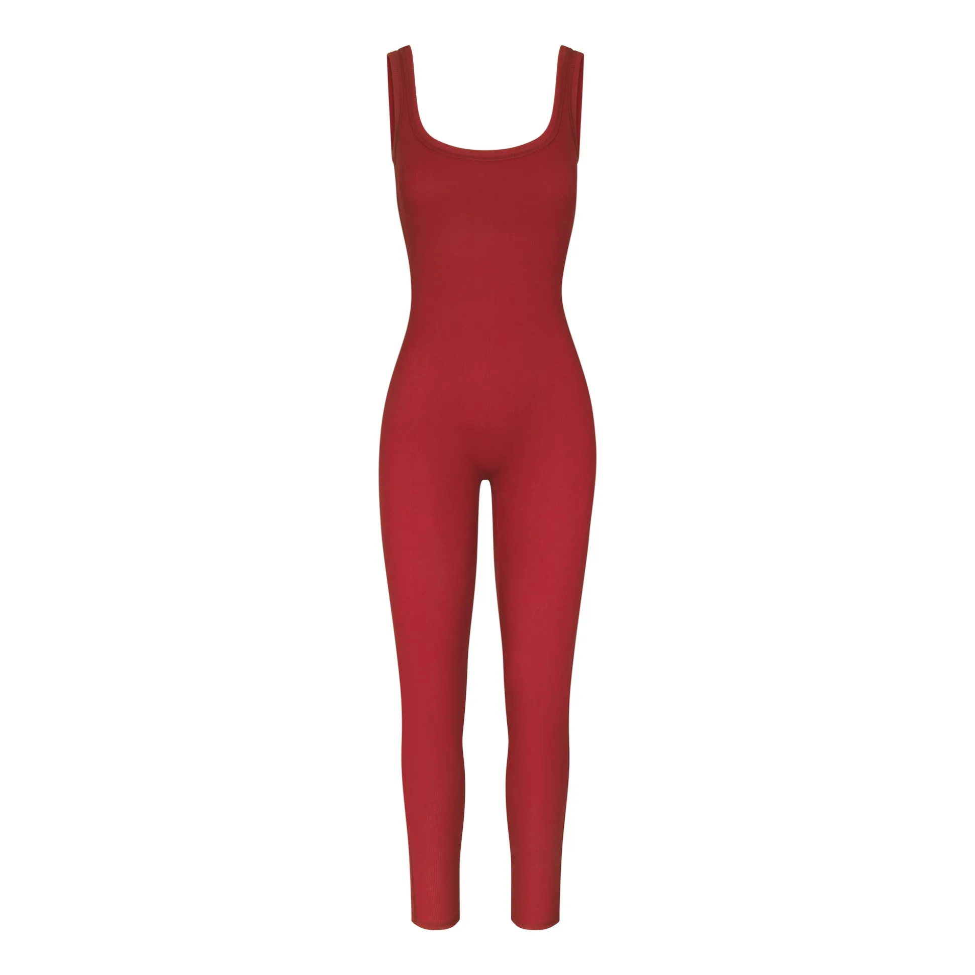 COTTON RIB TANK CATSUIT | BRICK MULTI