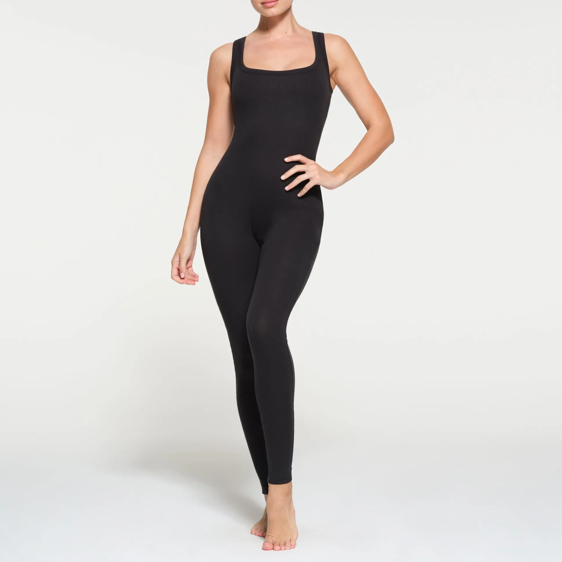 COTTON RIB TANK CATSUIT | SOOT