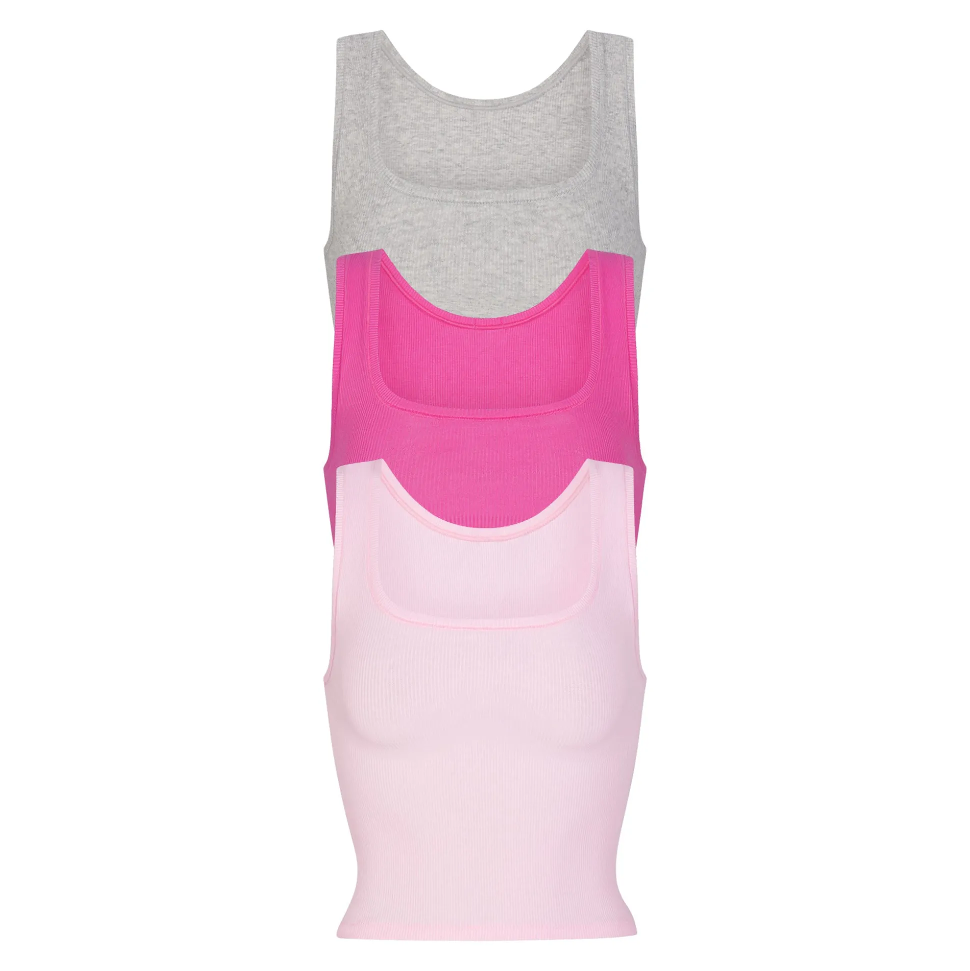 COTTON RIB TANK 3-PACK | HOT PINK MULTI
