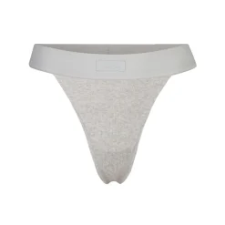 COTTON RIB THONG | LIGHT HEATHER GREY