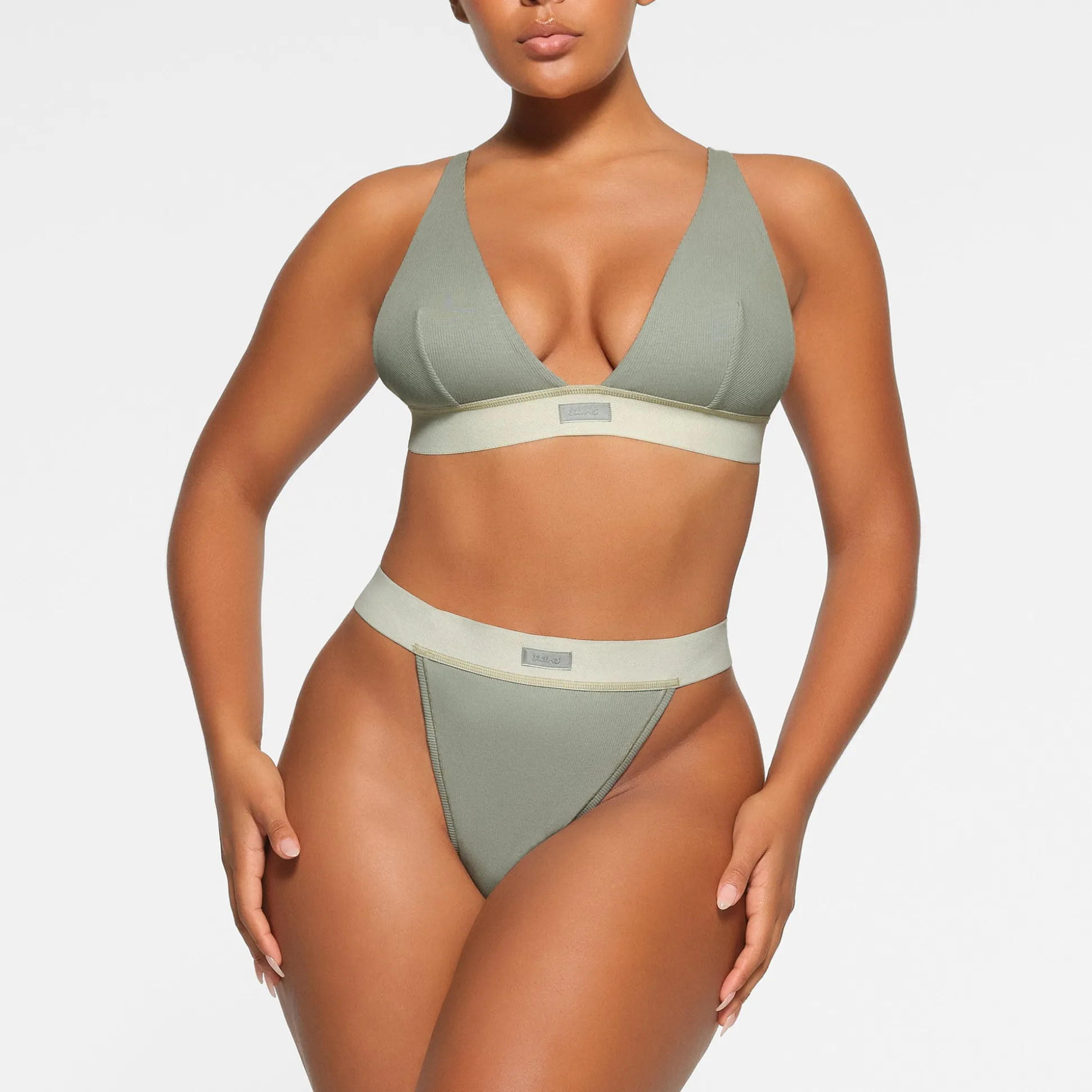COTTON RIB THONG | MINERAL