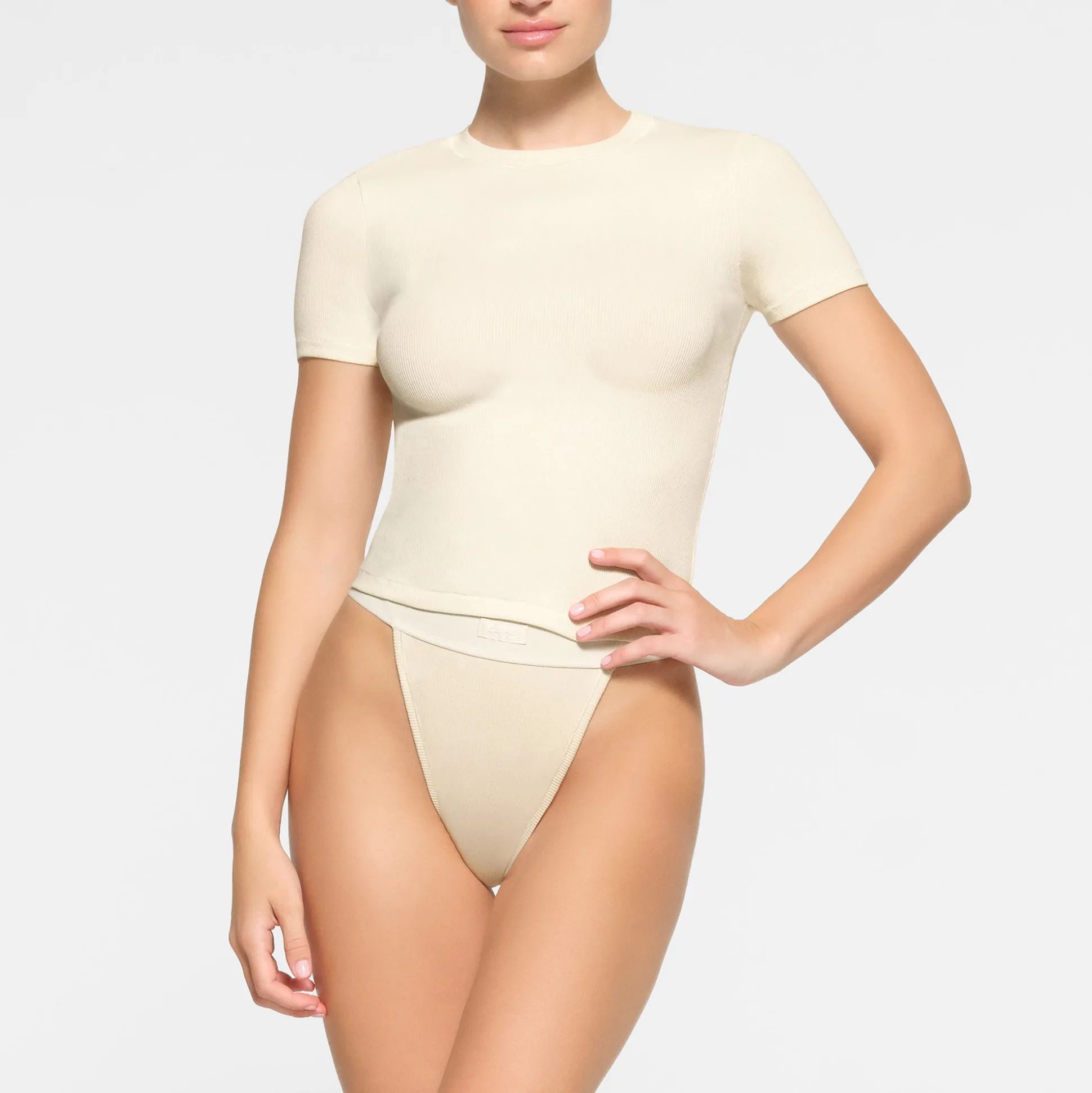 COTTON RIB T-SHIRT | BONE