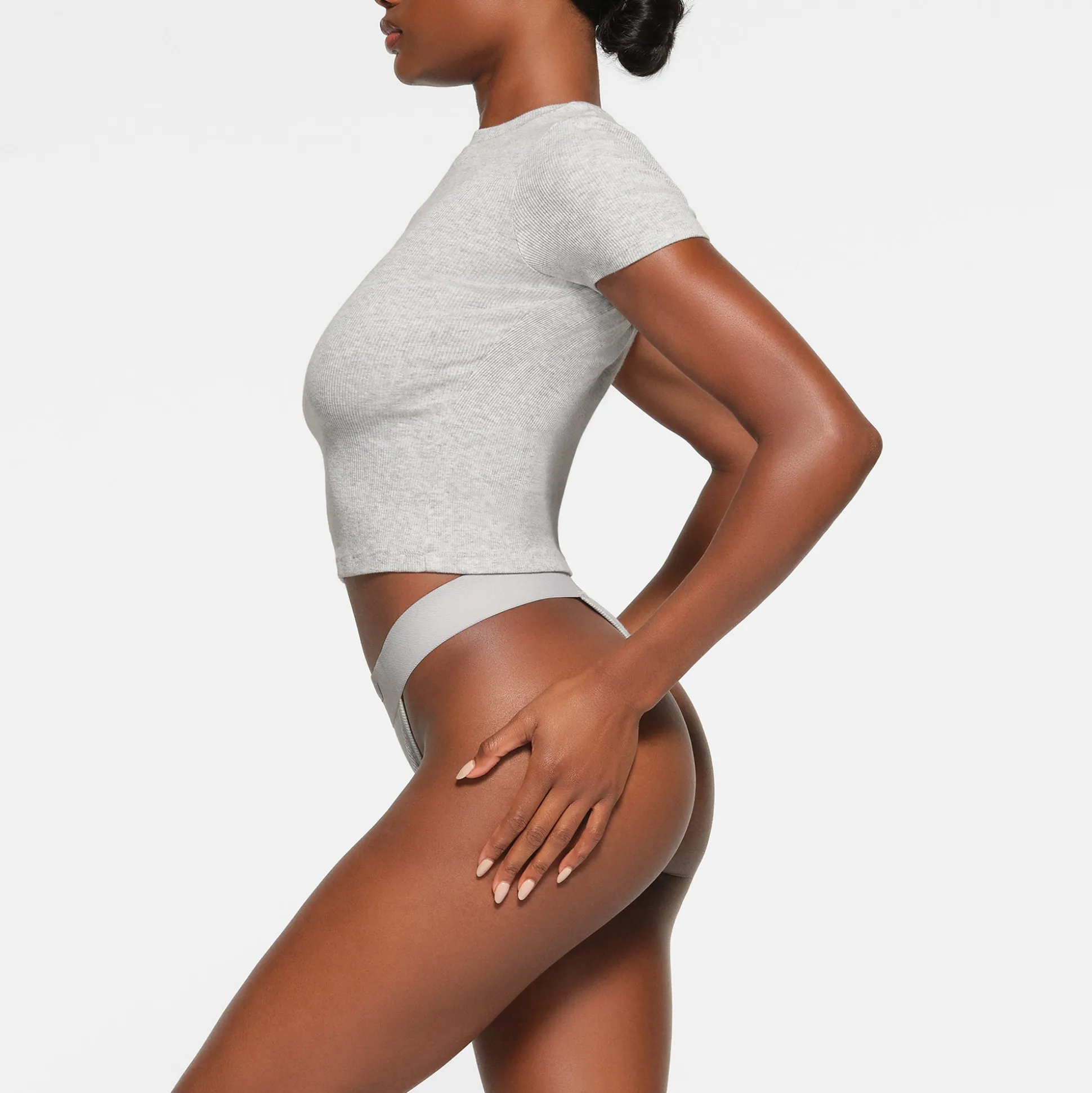COTTON RIB T-SHIRT | LIGHT HEATHER GREY