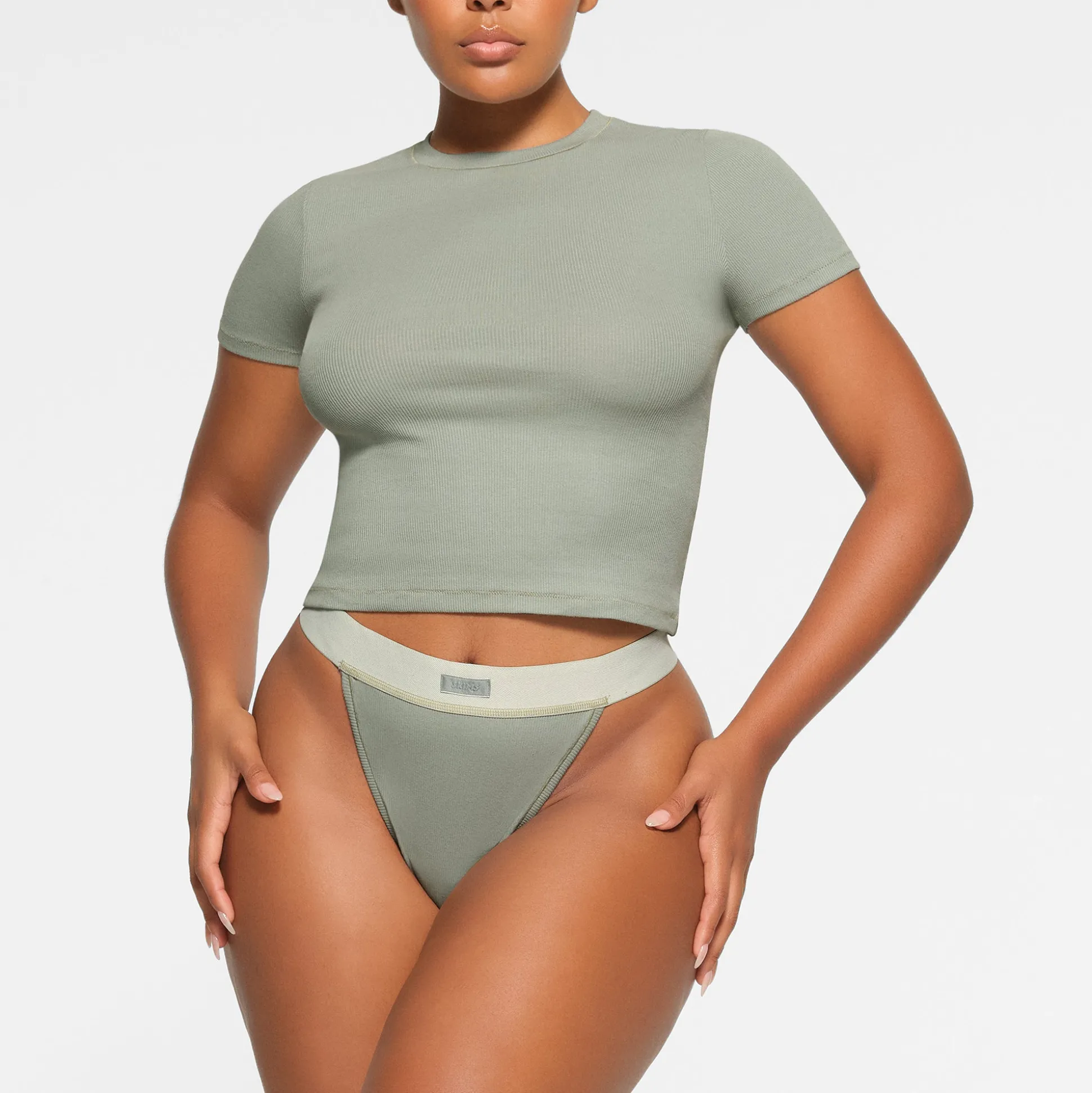 COTTON RIB T-SHIRT | MINERAL
