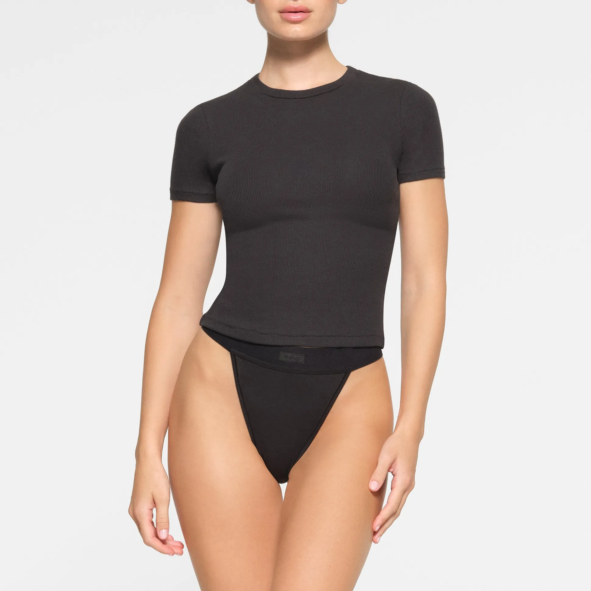 COTTON RIB T-SHIRT | SOOT