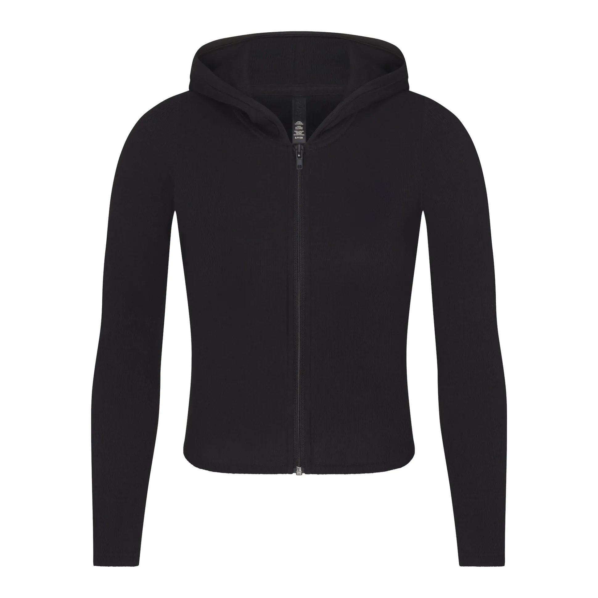 COTTON RIB ZIP UP HOODIE | SOOT