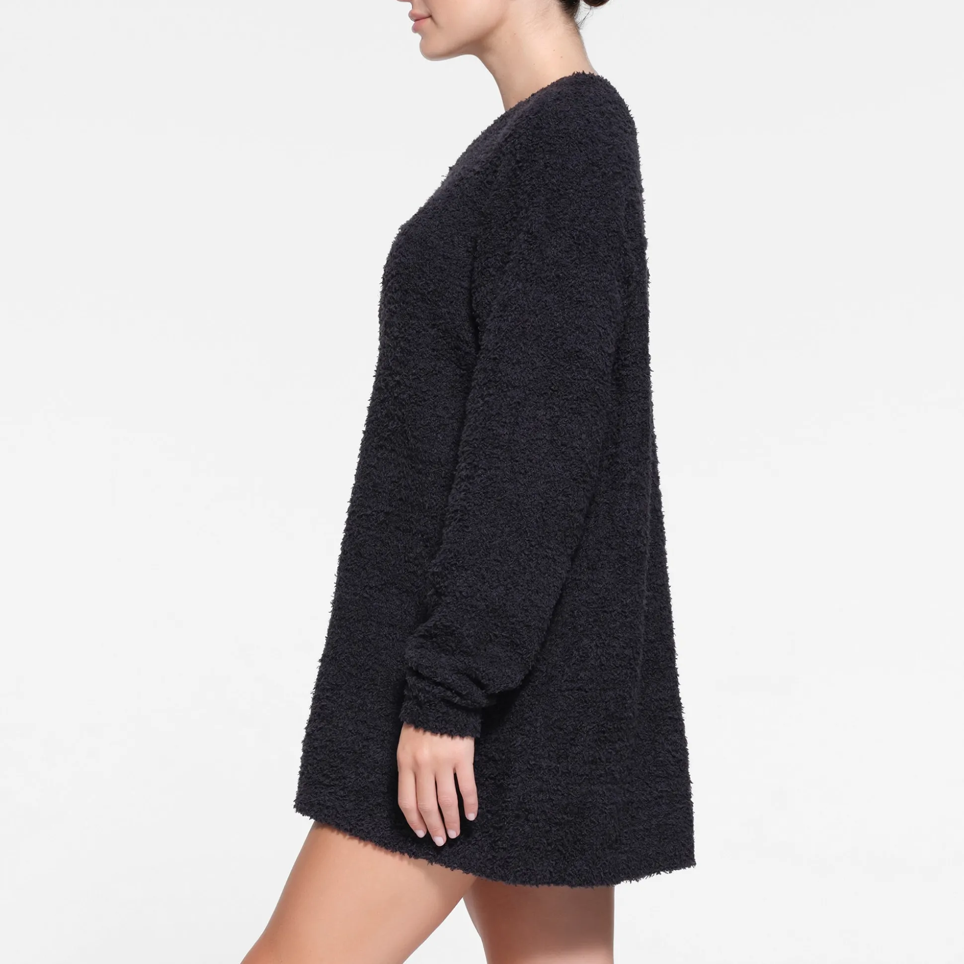 COZY KNIT V NECK MINI DRESS | ONYX
