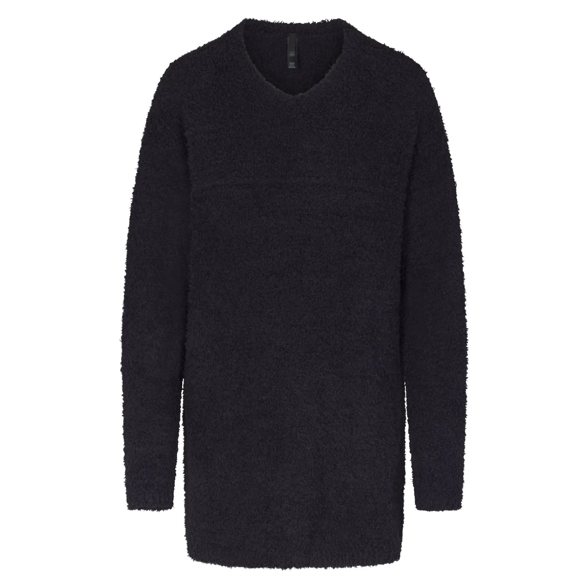 COZY KNIT V NECK MINI DRESS | ONYX