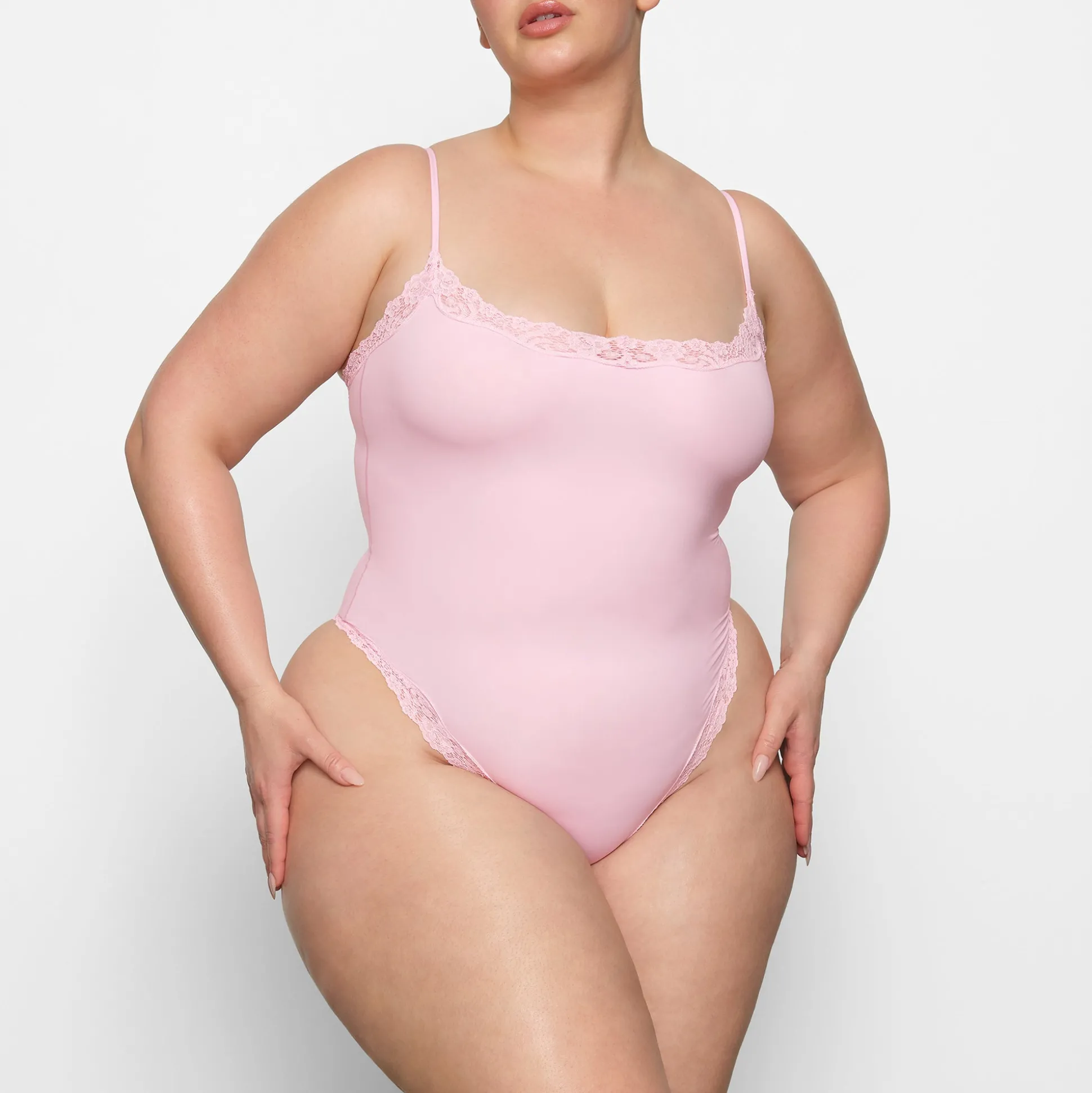 FITS EVERYBODY CORDED LACE CAMI BODYSUIT | CHERRY BLOSSOM
