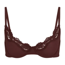 FITS EVERYBODY CORDED LACE UNLINED SCOOP BRA | COCOA