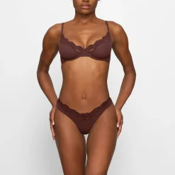 FITS EVERYBODY CORDED LACE UNLINED SCOOP BRA | COCOA
