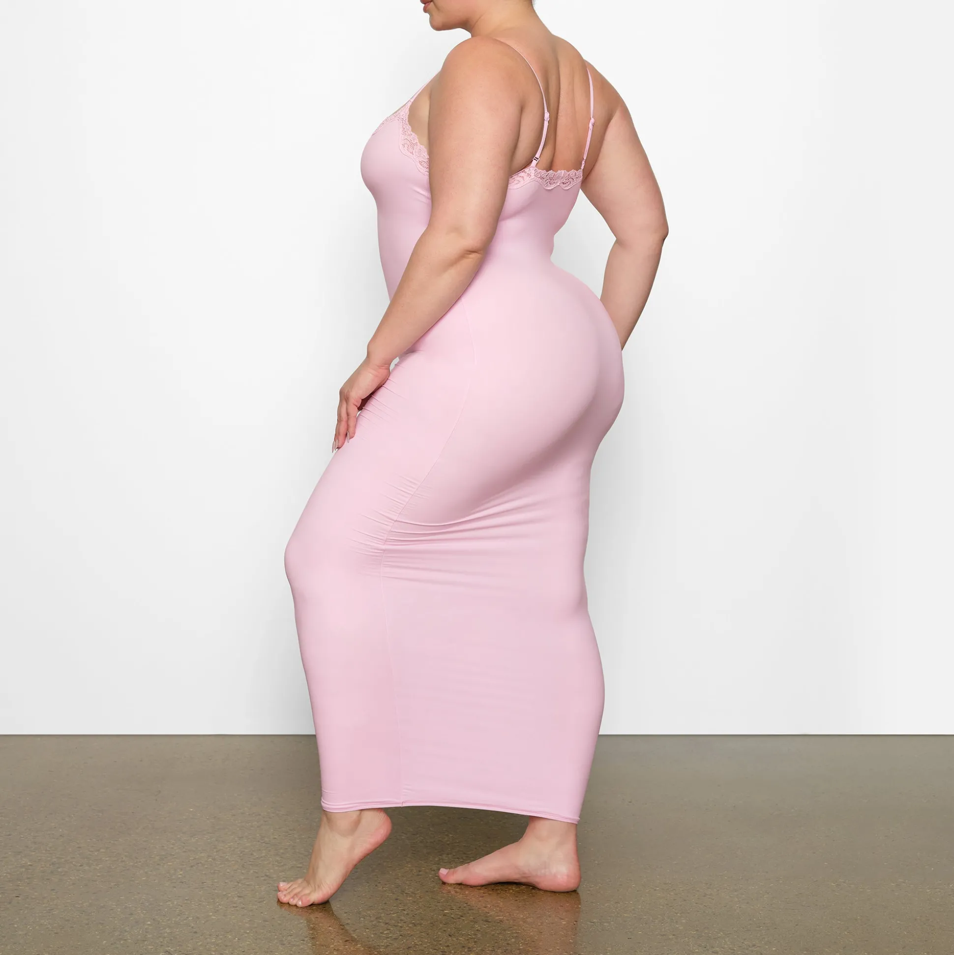 FITS EVERYBODY CORDED LACE LONG SLIP DRESS | CHERRY BLOSSOM