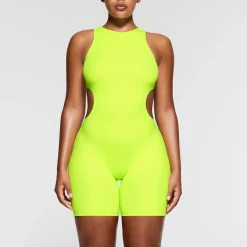FITS EVERYBODY HIGH NECK CUT OUT ONESIE | GREEN HIGHLIGHTER