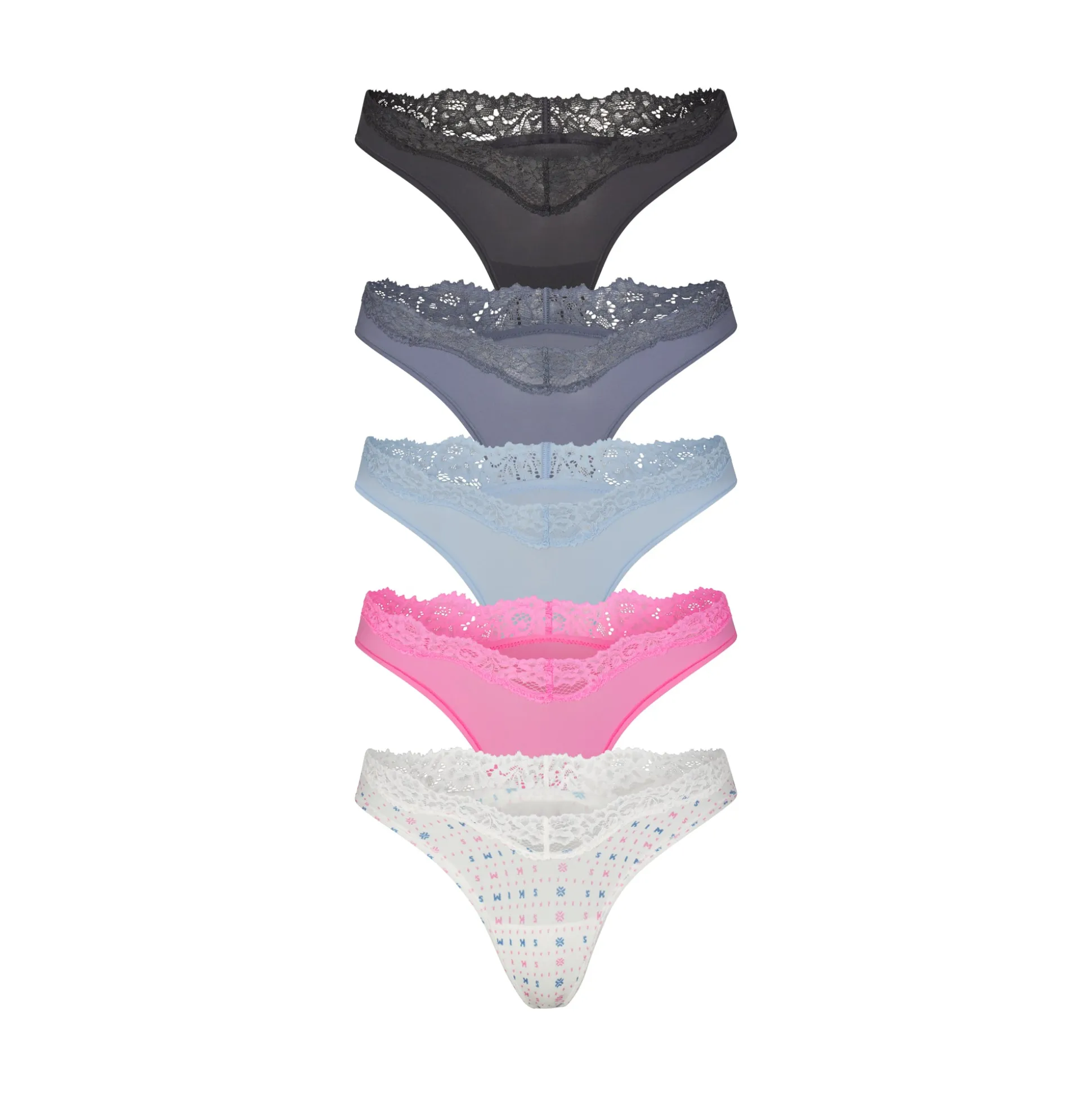 FITS EVERYBODY LACE DIPPED THONG 5-PACK | OPAL FAIR ISLE MULTI