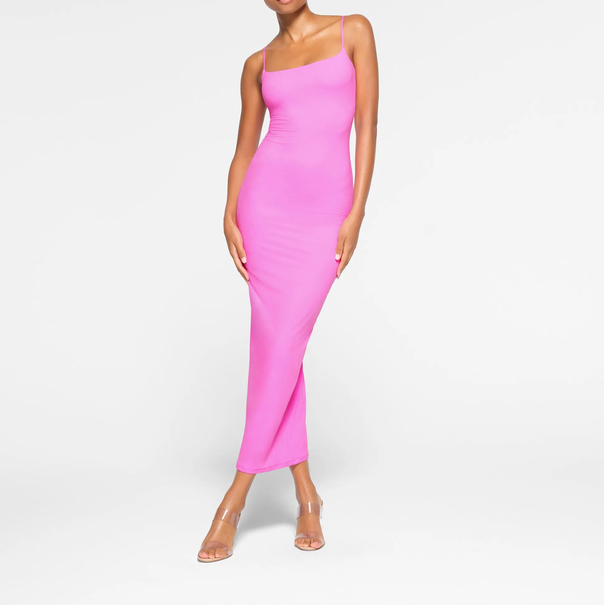 FITS EVERYBODY LONG SLIP DRESS | NEON ORCHID