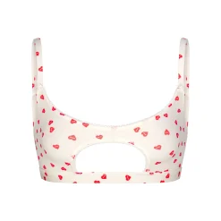 FITS EVERYBODY PICOT TRIM CUT OUT SCOOP BRALETTE | RUBY HEART PRINT