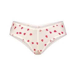 FITS EVERYBODY PICOT TRIM TANGA | RUBY HEART PRINT