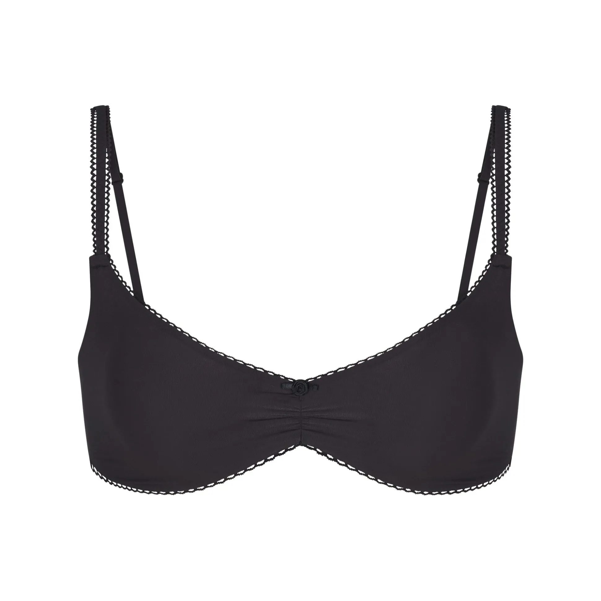 FITS EVERYBODY PICOT TRIM SKIMPY SCOOP BRALETTE | ONYX