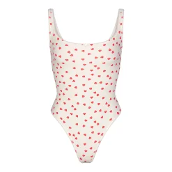 FITS EVERYBODY PICOT TRIM SQUARE NECK BODYSUIT | RUBY HEART PRINT