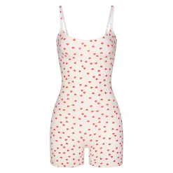 FITS EVERYBODY PICOT TRIM ONESIE | RUBY HEART PRINT