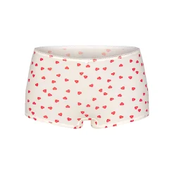 FITS EVERYBODY PICOT TRIM BOY SHORT | RUBY HEART PRINT