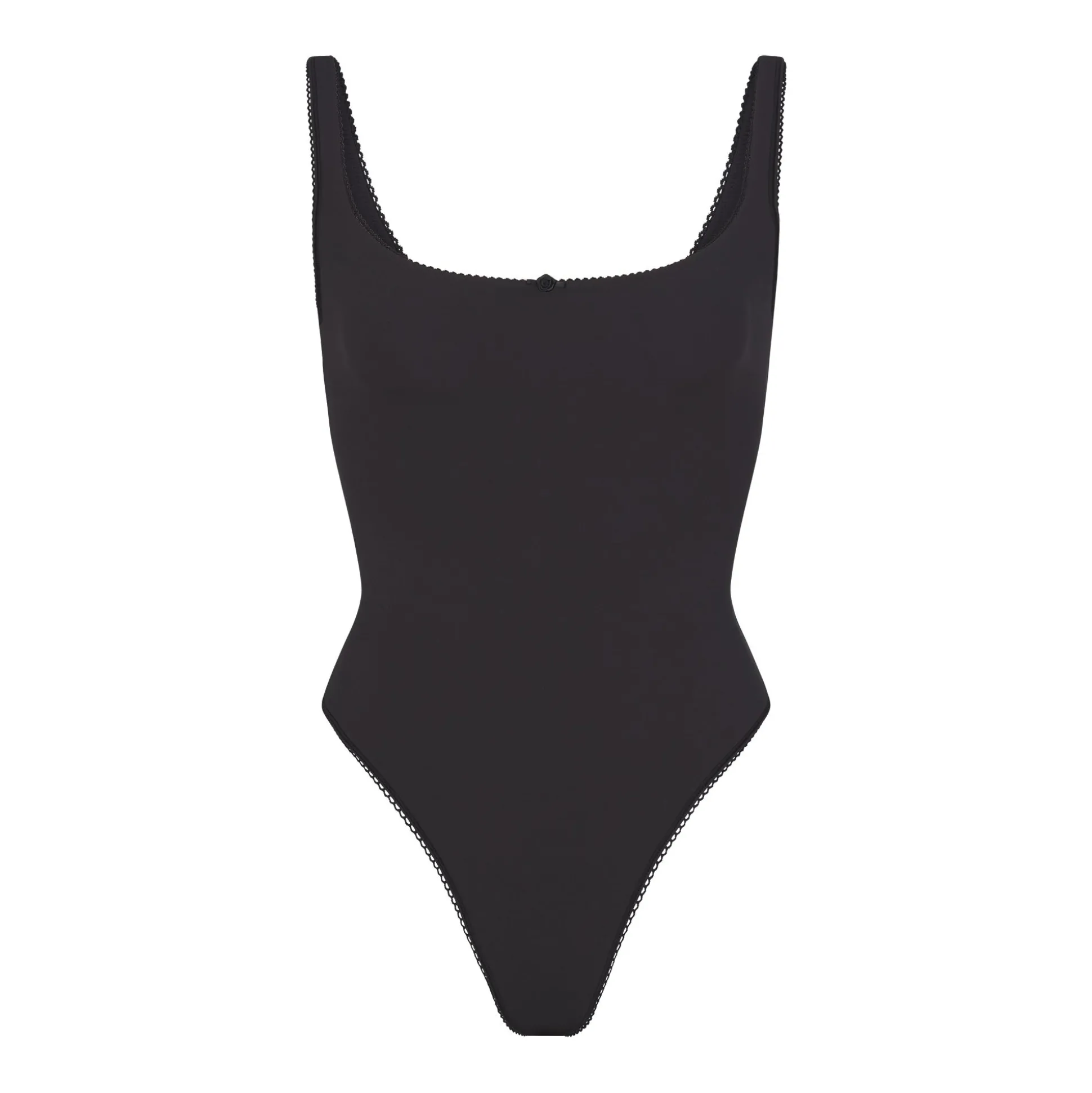FITS EVERYBODY PICOT TRIM SQUARE NECK BODYSUIT | ONYX