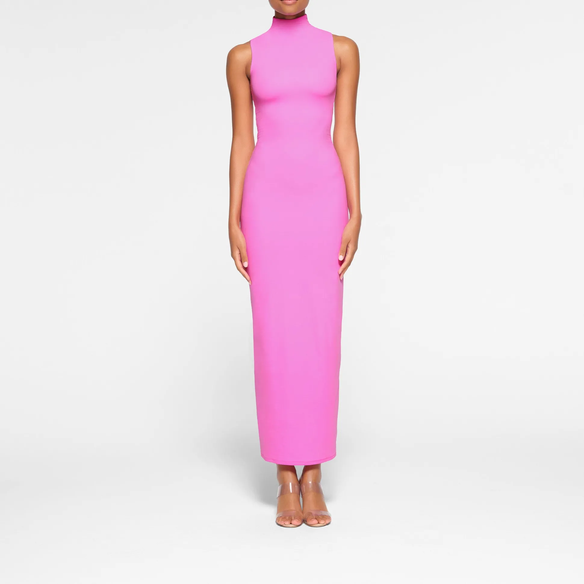 FITS EVERYBODY SLEEVELESS MOCK NECK DRESS | NEON ORCHID