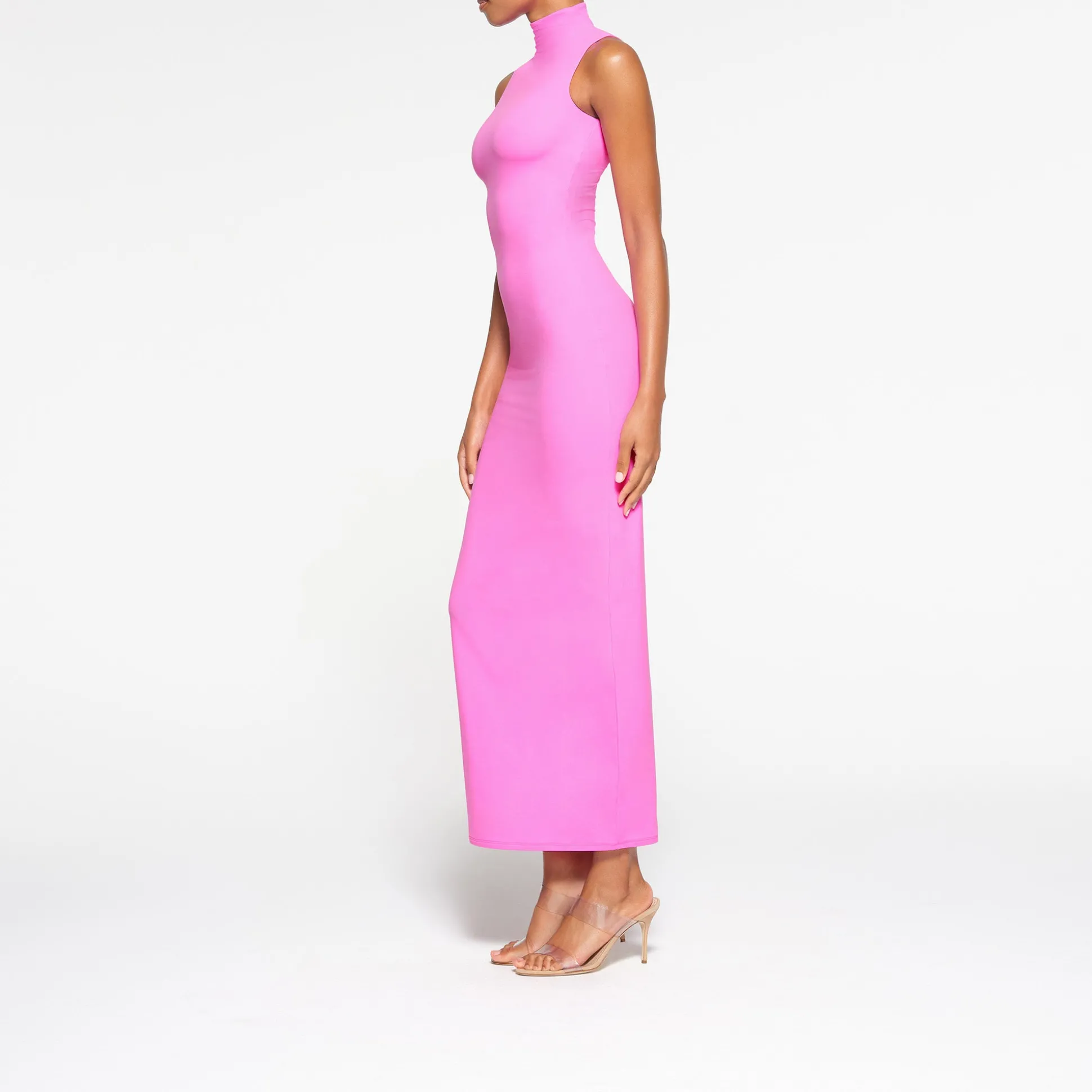 FITS EVERYBODY SLEEVELESS MOCK NECK DRESS | NEON ORCHID