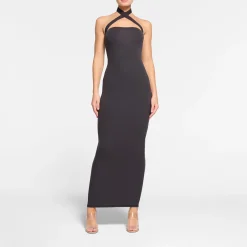FITS EVERYBODY WRAP LONG SLIP DRESS | ONYX