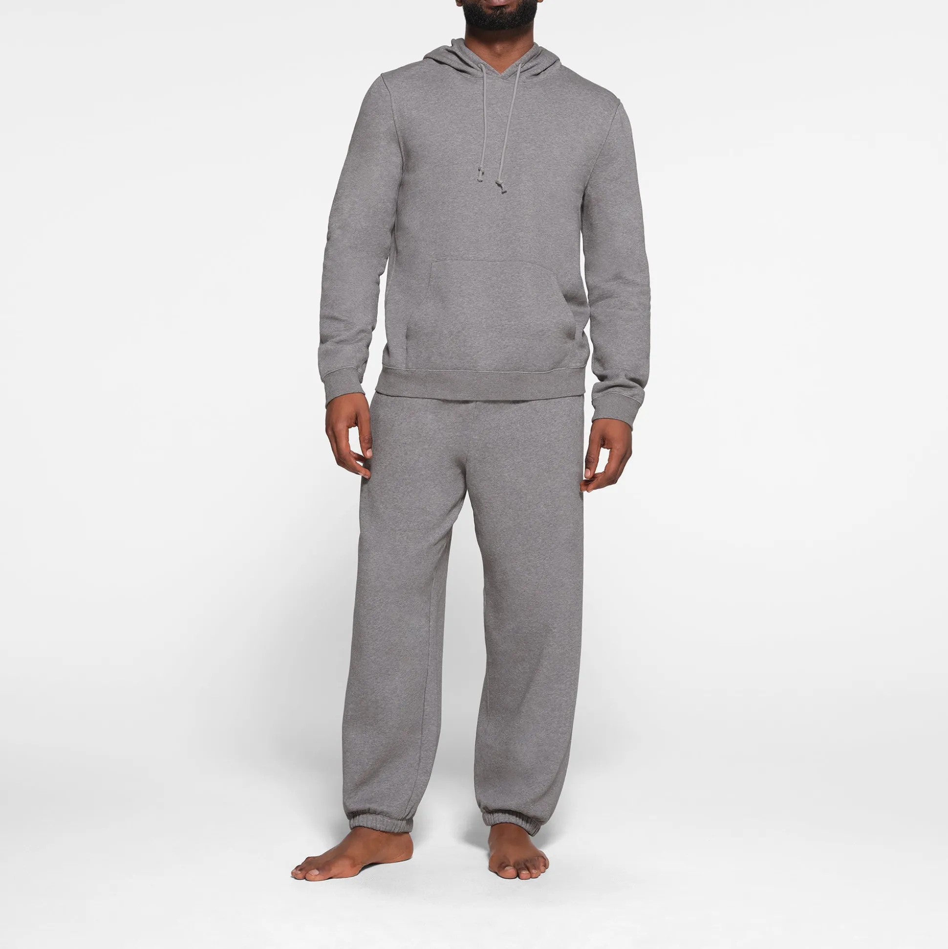 FLEECE LOUNGE MENS HOODIE | DARK HEATHER GREY