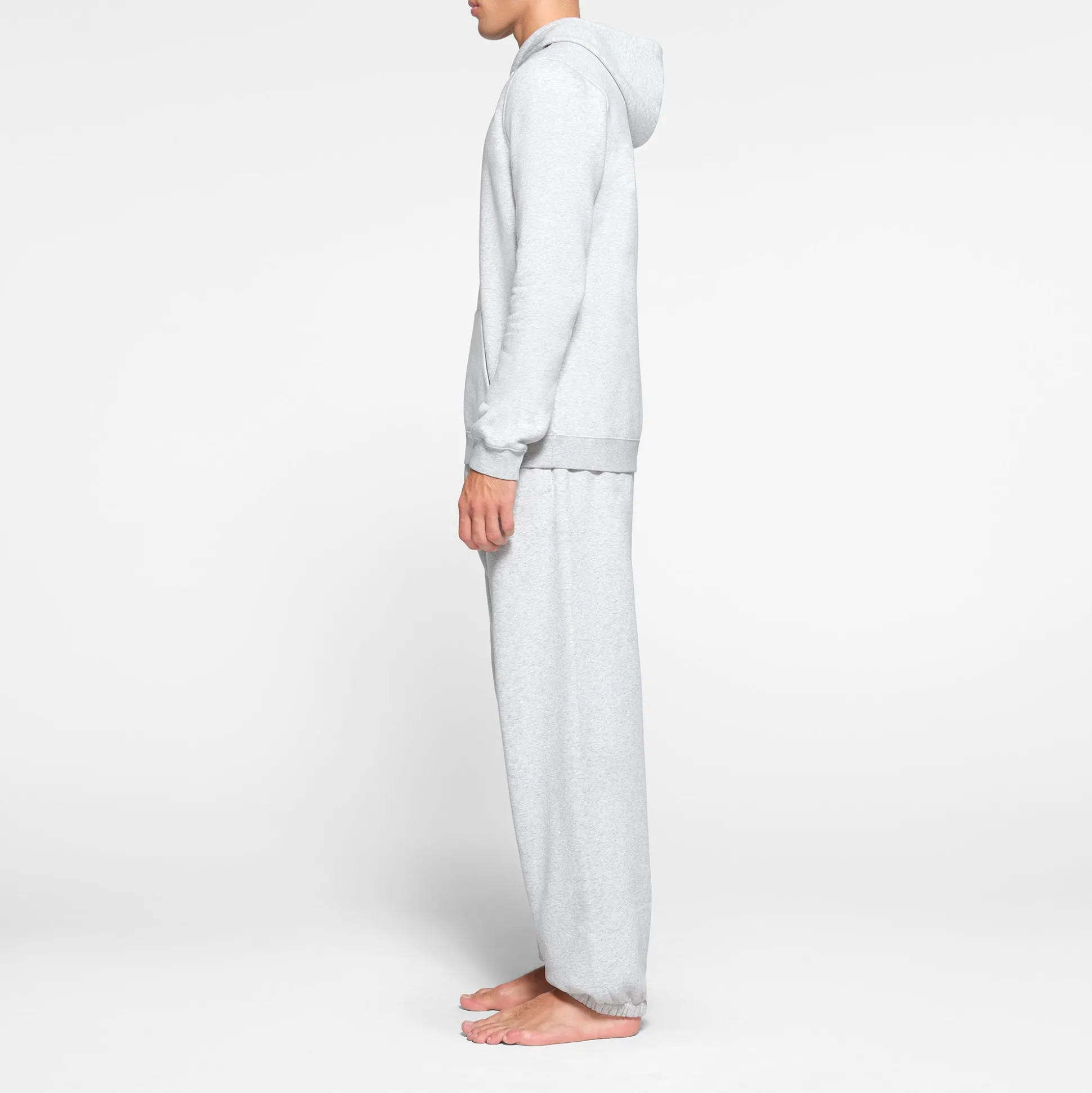 FLEECE LOUNGE MENS HOODIE | LIGHT HEATHER GREY