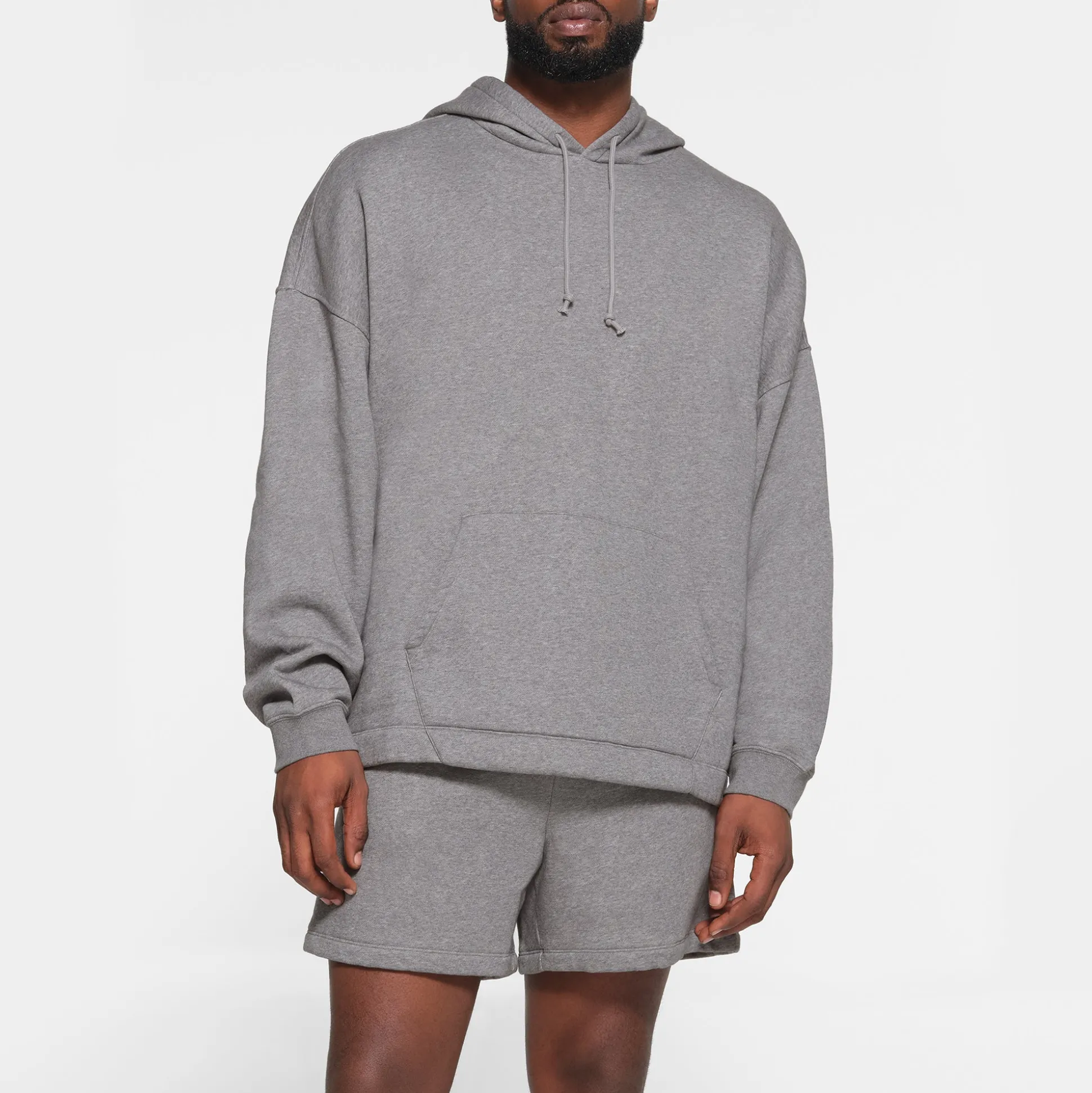 FLEECE LOUNGE MENS OVERSIZED HOODIE | DARK HEATHER GREY
