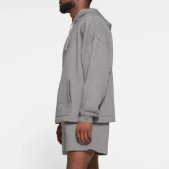 FLEECE LOUNGE MENS OVERSIZED HOODIE | DARK HEATHER GREY