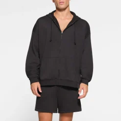 FLEECE LOUNGE MENS OVERSIZED ZIP UP HOODIE | WASHED ONYX