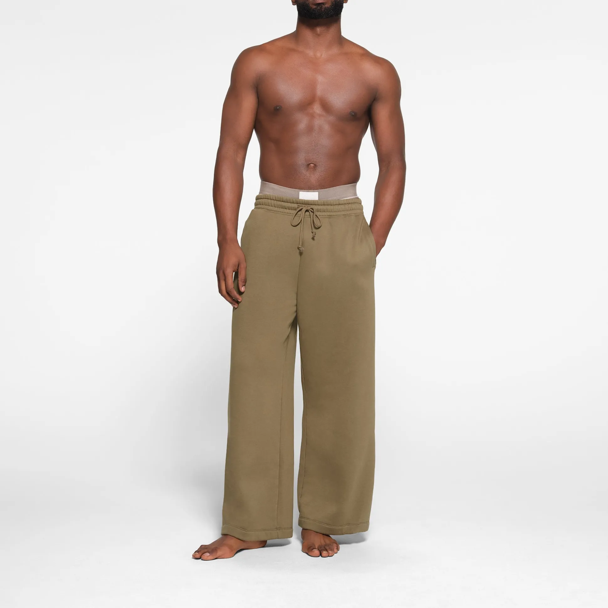 FLEECE LOUNGE MENS OVERSIZED STRAIGHT LEG PANT | ARMY