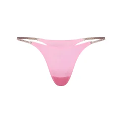 JELLY SHEER CRYSTAL CHAIN SIDE THONG | BUBBLE GUM