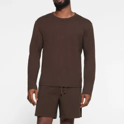 JERSEY LOUNGE MENS RELAXED LONG SLEEVE T-SHIRT | ESPRESSO