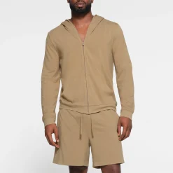 JERSEY LOUNGE MENS ZIP UP HOODIE | KHAKI