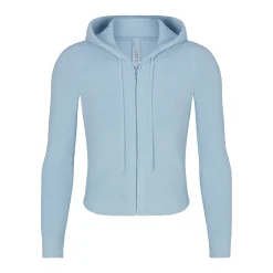 LIGHT COZY CROPPED ZIP UP HOODIE | DENIM