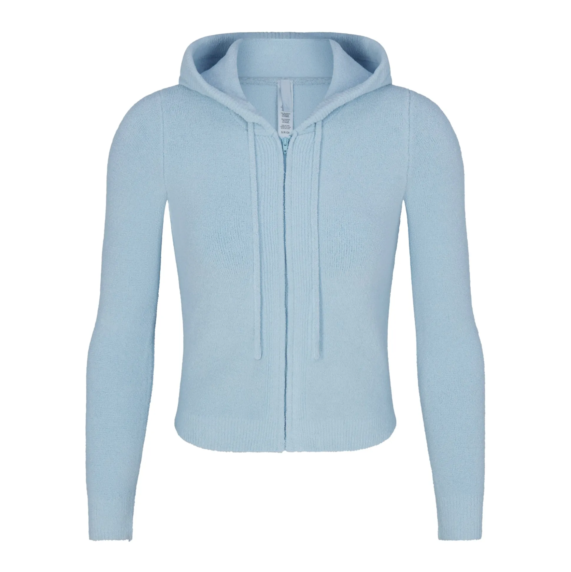 LIGHT COZY CROPPED ZIP UP HOODIE | DENIM