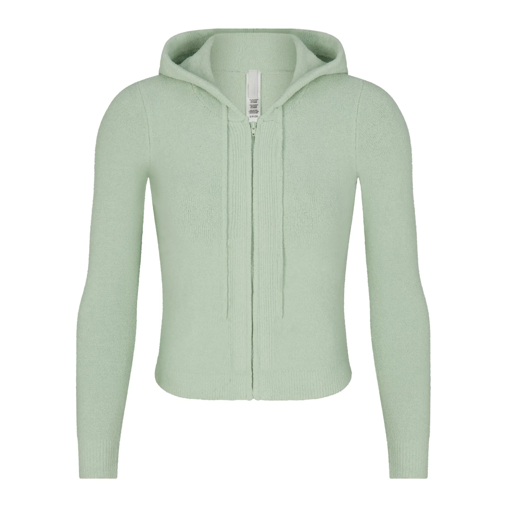 LIGHT COZY CROPPED ZIP UP HOODIE | MINT
